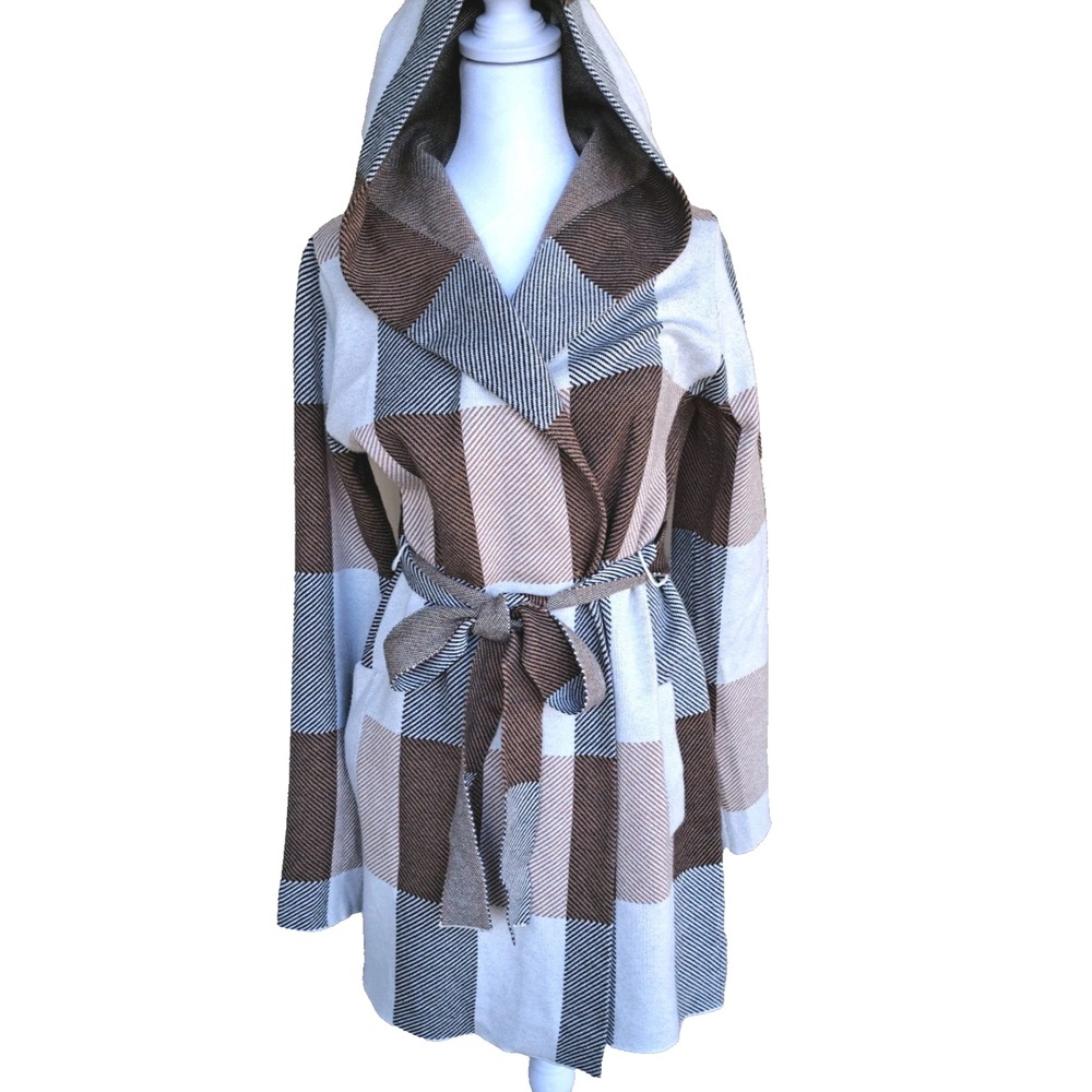 JOIE Women's Viscose Blend Long Sleeve Open Front Hood  Belted Cardigan  Size M